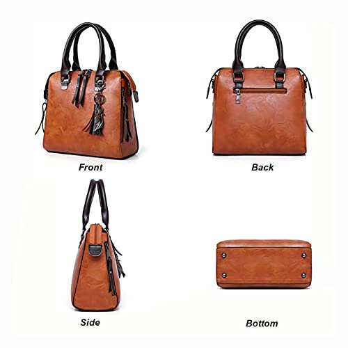 Haipky Vintage Tassel Handbag, Red 4-Piece Set