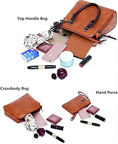 Haipky Vintage Tassel Handbag, Red 4-Piece Set