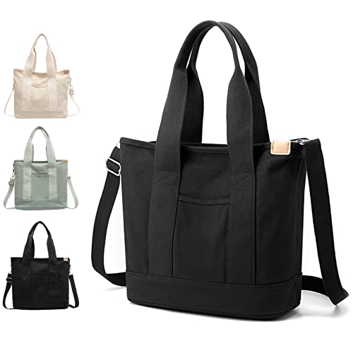 Canvas Designer Tote Bag - Large Black