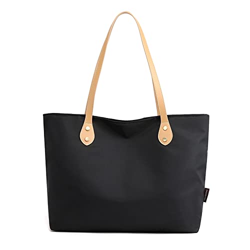 Waterproof Nylon Large Tote Bag – Black