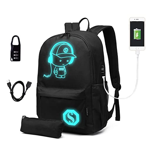 Anime Luminous School Backpack 15.6" Travel Laptop Bag