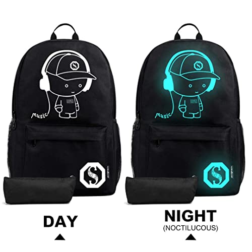 Anime Luminous School Backpack 15.6" Travel Laptop Bag
