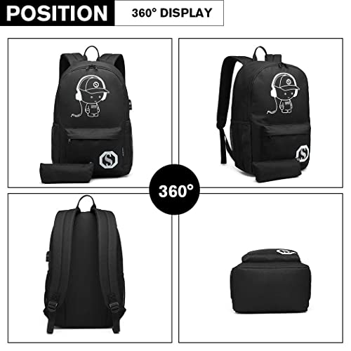 Anime Luminous School Backpack 15.6" Travel Laptop Bag