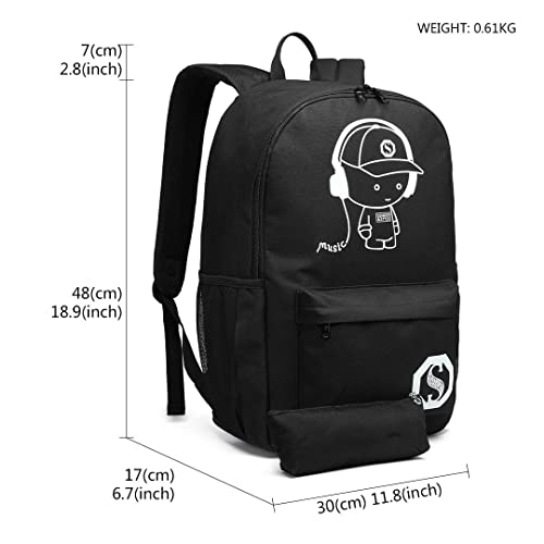 Anime Luminous School Backpack 15.6" Travel Laptop Bag