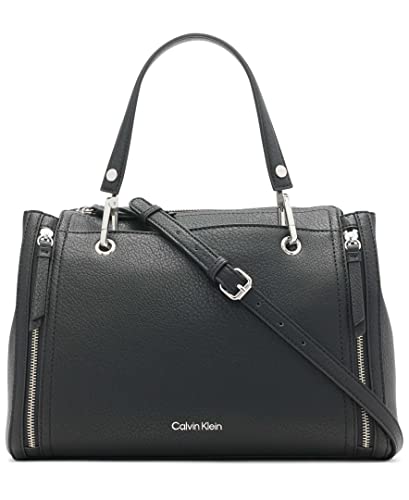 Calvin Klein Black/Silver Reyna Novelty Satchel