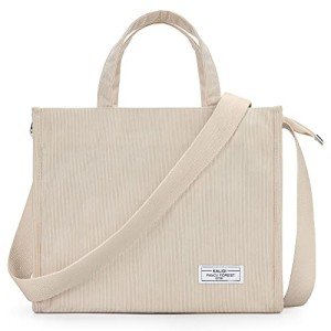 Canvas Tote Bags with Zipper, Pockets - Beige