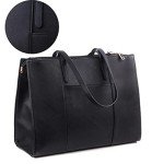 AOSSTA Large Black Designer Tote Handbag (31186 Black)