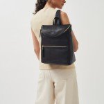 Black Leather Crown Hill Flapover Backpack by RADLEY