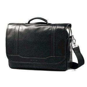 Samsonite Colombian Leather Black Flapover Briefcase - 50789