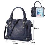 Vintage Dark Blue Leather Designer Handbag for Women