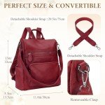 RAVUO Women's Convertible Leather Backpack Purse (Wine Red)