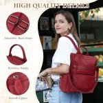 RAVUO Women's Convertible Leather Backpack Purse (Wine Red)