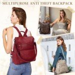 RAVUO Women's Convertible Leather Backpack Purse (Wine Red)