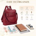 RAVUO Women's Convertible Leather Backpack Purse (Wine Red)