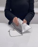LeahWard Silver Italian Suede Envelope Clutch with Straps