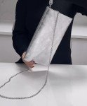 LeahWard Silver Italian Suede Envelope Clutch with Straps