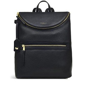 Black Leather Crown Hill Flapover Backpack by RADLEY