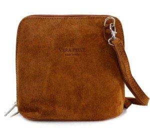 LeahWard Women's Small Brown Suede Leather Crossbody Handbag