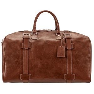 The FleroL Men's Large Leather Luggage Bag - Chestnut Tan