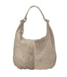 LeahWard Beige Italian Suede Leather Large Shoulder Handbag