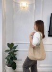 LeahWard Beige Italian Suede Leather Large Shoulder Handbag