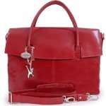 Red Leather Laptop Messenger Bag - Catwalk Collection HELENA