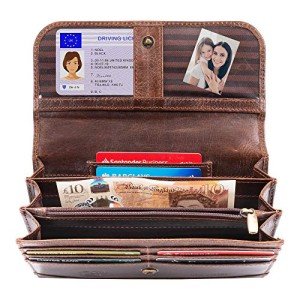 Stylish Brown Leather Womens Purse with RFID Protection