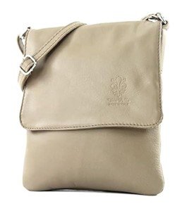 LeahWard Small Italian Leather Crossbody Handbag (Beige)