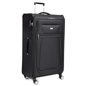 Black Medium Designer Handbag with Reinforced Wheels and Lightweight