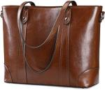 S-ZONE 15.6" Women's Leather Laptop Bag, Large Shoulder Tote