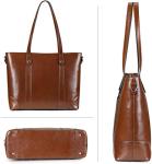 S-ZONE 15.6" Women's Leather Laptop Bag, Large Shoulder Tote