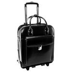 Vertical Leather Laptop Briefcase with Detachable Wheels