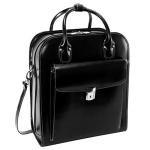 Vertical Leather Laptop Briefcase with Detachable Wheels