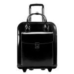 Vertical Leather Laptop Briefcase with Detachable Wheels