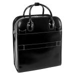 Vertical Leather Laptop Briefcase with Detachable Wheels