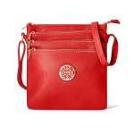 Red Woodland Leather Crossbody Bag with Adjustable Strap