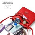 Red Woodland Leather Crossbody Bag with Adjustable Strap