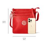 Red Woodland Leather Crossbody Bag with Adjustable Strap
