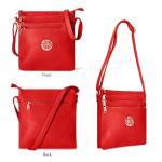 Red Woodland Leather Crossbody Bag with Adjustable Strap