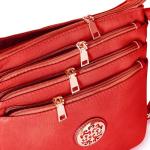 Red Woodland Leather Crossbody Bag with Adjustable Strap