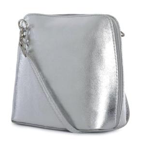 LeahWard® Silver Faux Leather Cross Body Shoulder Bag