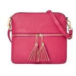 Rose Pink Designer Faux Leather Crossbody Bag