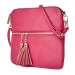 Rose Pink Designer Faux Leather Crossbody Bag
