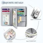 Faneam RFID Blocking Leather Wallet for Women, Gray