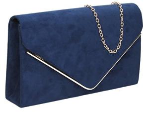 SwankySwans Navy Suede Velvet Clutch Bag - One Size