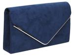 SwankySwans Navy Suede Velvet Clutch Bag - One Size