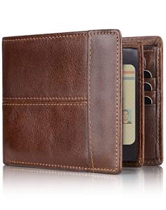 swallowmall RFID Genuine Leather Men's Slim Bifold Wallet