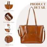 S-ZONE Leather Laptop Tote: Designer 15.6" Work Purse