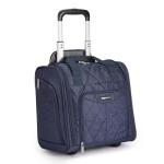 Navy Blue Quilted Designer Underseat Suitcase | Telescopic Handle