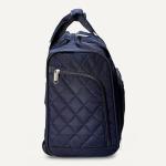 Navy Blue Quilted Designer Underseat Suitcase | Telescopic Handle